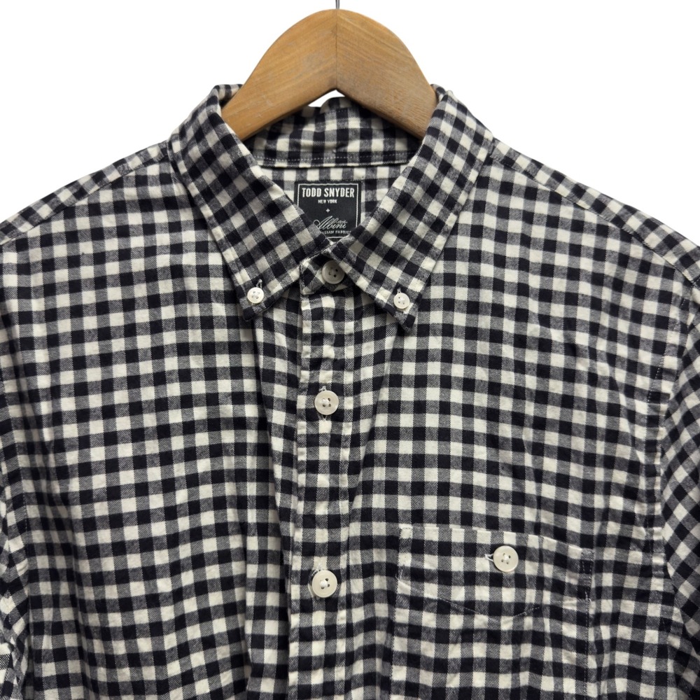 Todd Snyder Men's Large Black Gingham Check Albini Italian Fabric Flannel Shirt